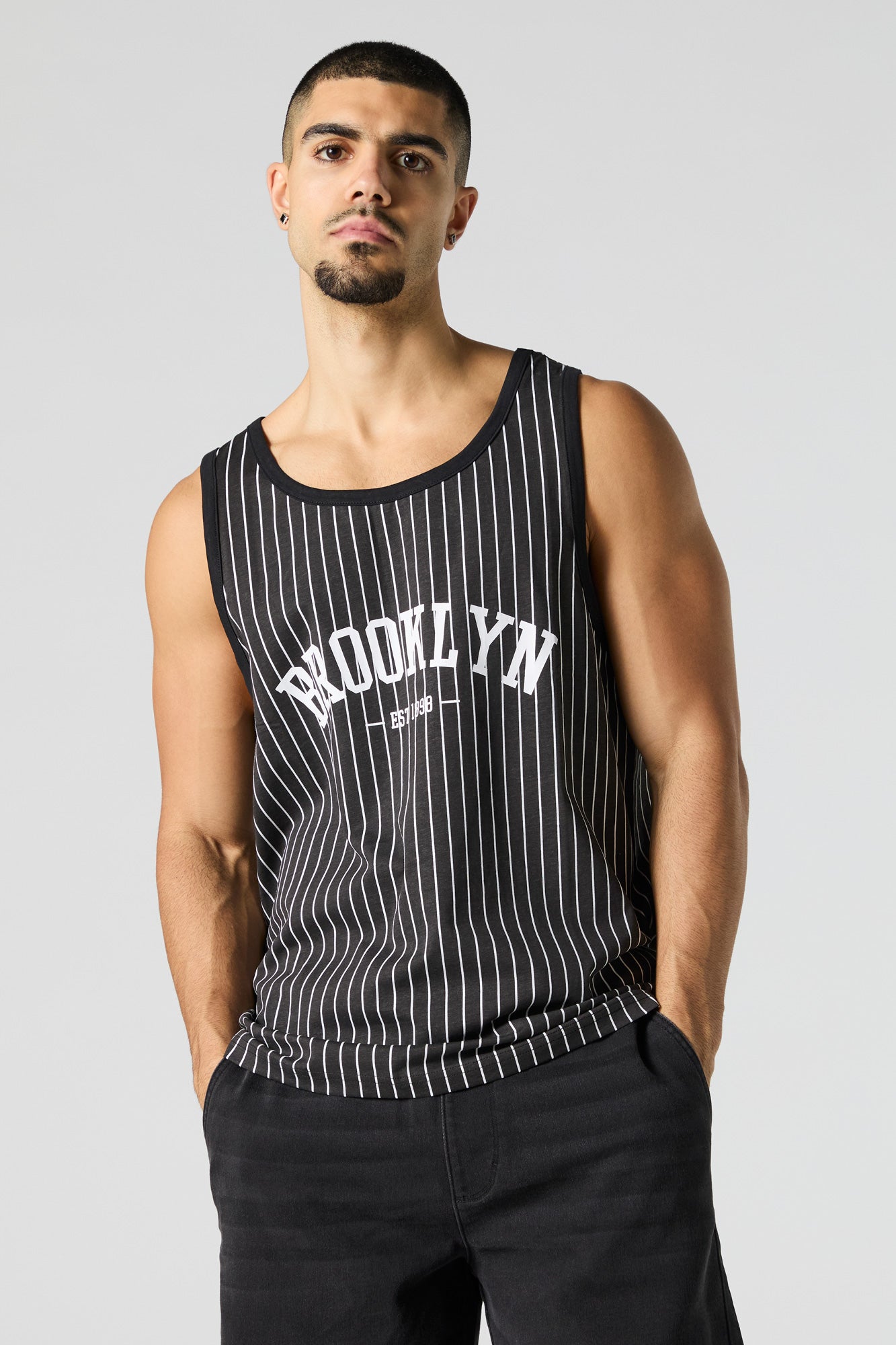 Pinstriped Brooklyn Graphic Tank