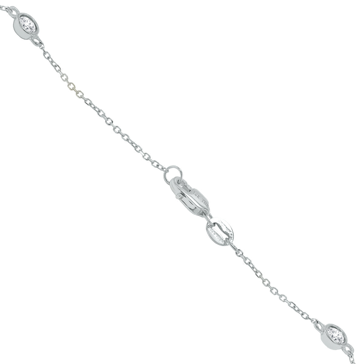 1 Carat TW Bezel Set Diamond Station Necklace in 14K White Gold