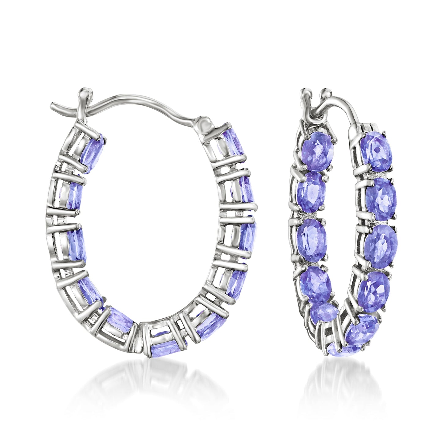 Ross-Simons Tanzanite Inside-Outside Hoop Earrings in Sterling Silver