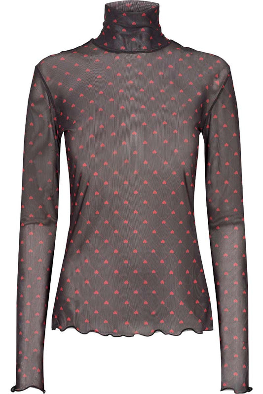 Mesh Ls Highneck Blouse | Hearts Checks | Bluse fra Liberté