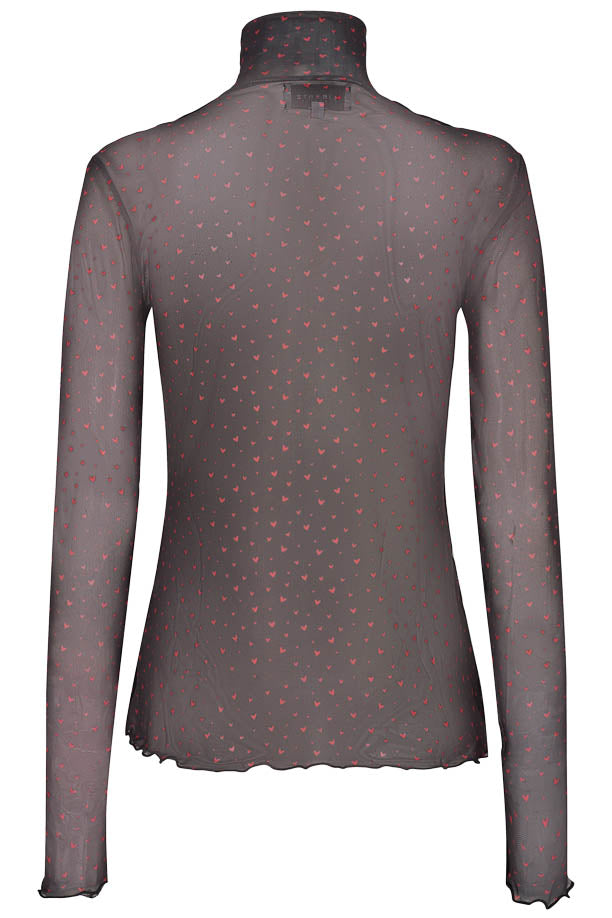 Mesh Ls Highneck Blouse | Hearts Checks | Bluse fra Liberté