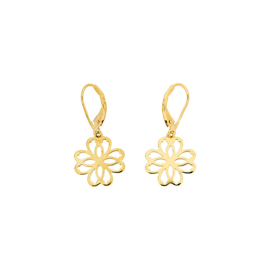 9 Carat Yellow Gold Clover Drop Earrings