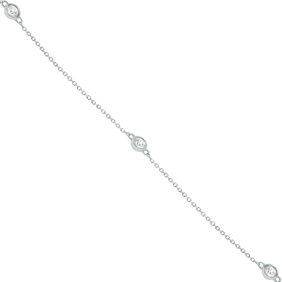 1 Carat TW Bezel Set Diamond Station Necklace in 14K White Gold