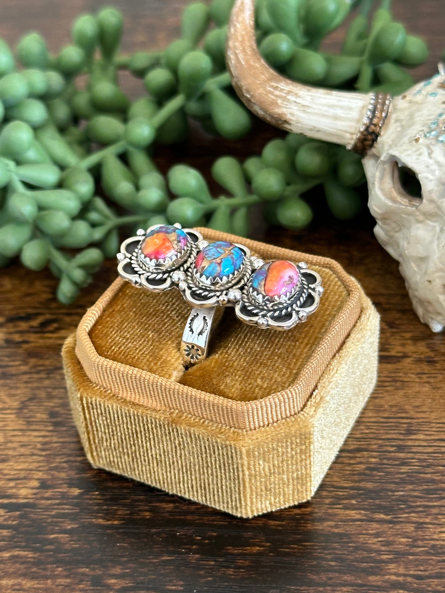 Southwest Handmade Mohave Turquoise & Sterling Silver Adjustable Ring