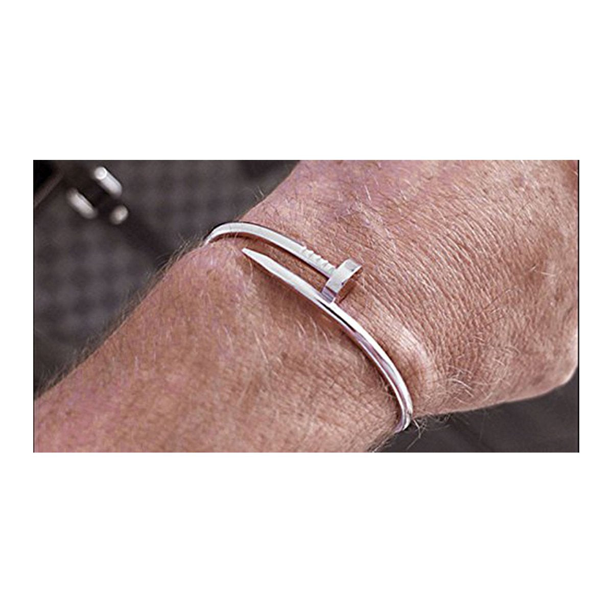 Nail Gothic Silver Stainless Steel Bangle Bracelet For Men