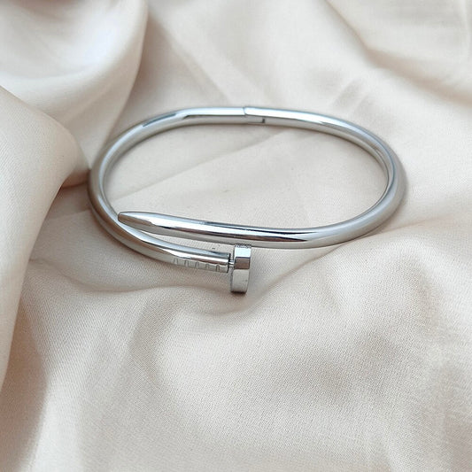 Nail Gothic Silver Stainless Steel Bangle Bracelet For Men