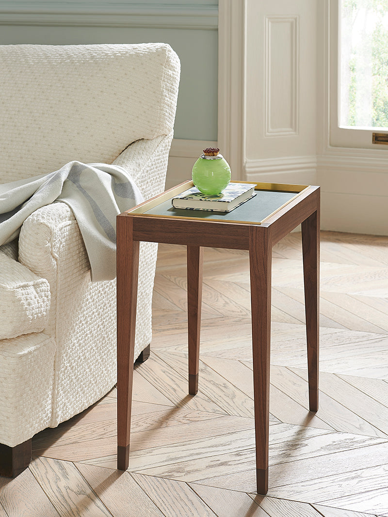 Nina Campbell Sidney End Table in Green Leather