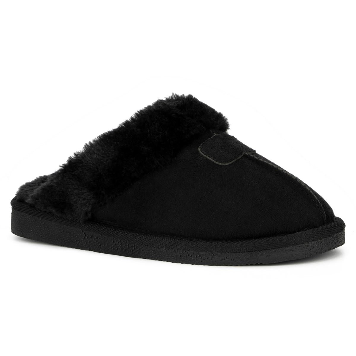 Olivia Miller Womens Eva Faux Suede Faux Fur Lined Slide Slippers