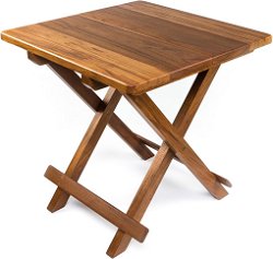 Yachting Teak Collection Smooth Top Square Folding Side Table