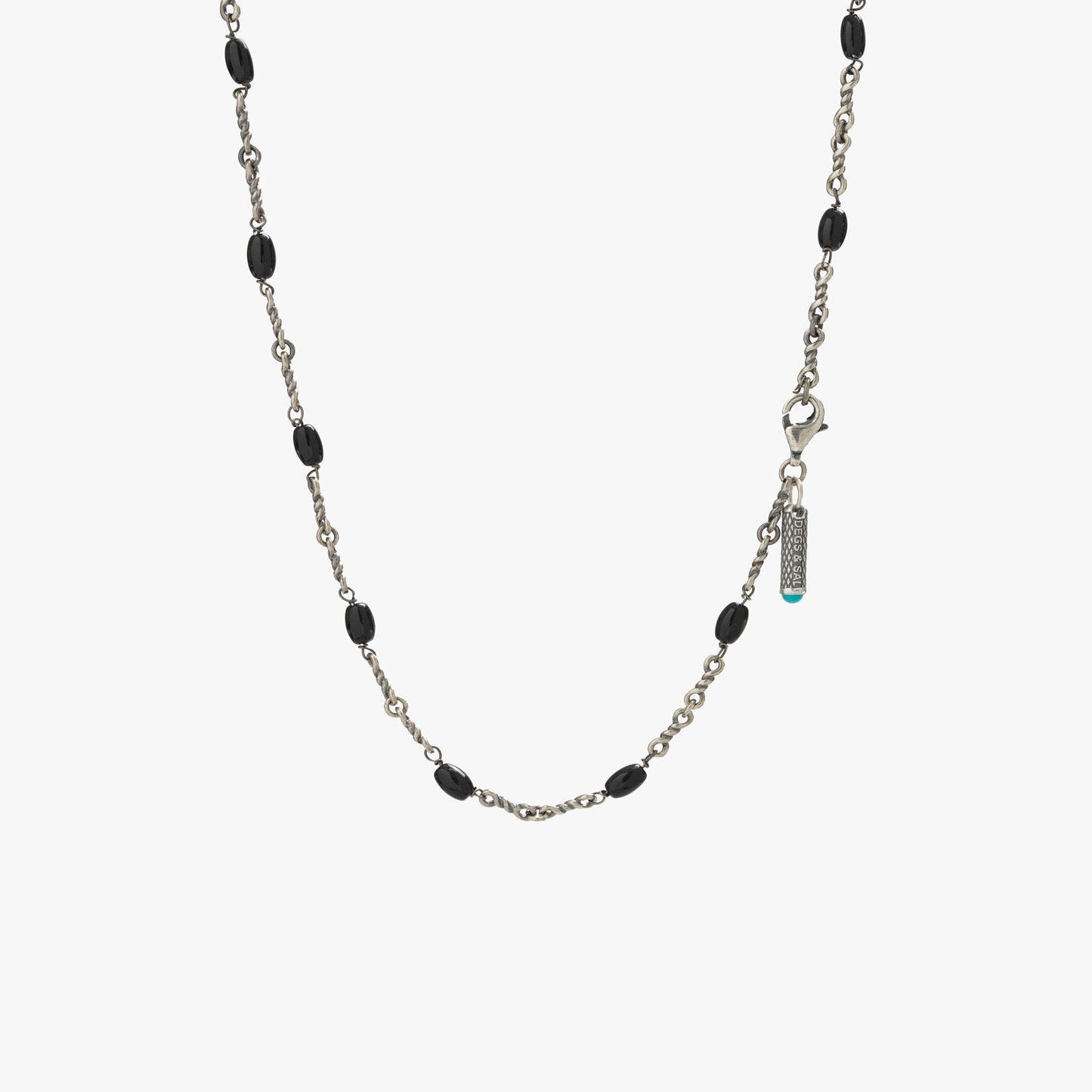 Sterling Silver Black Onyx Twisted Cable Chain Necklace