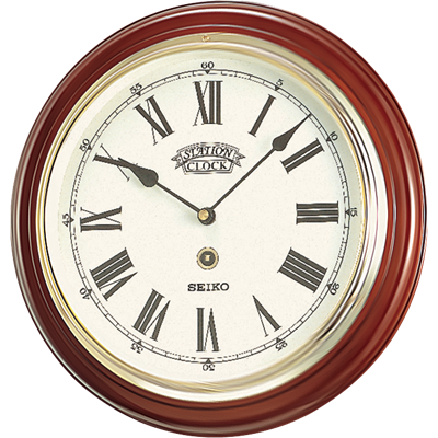 SEIKO QXA143B DARK BROWN WOODEN BATTERY WALL CLOCK