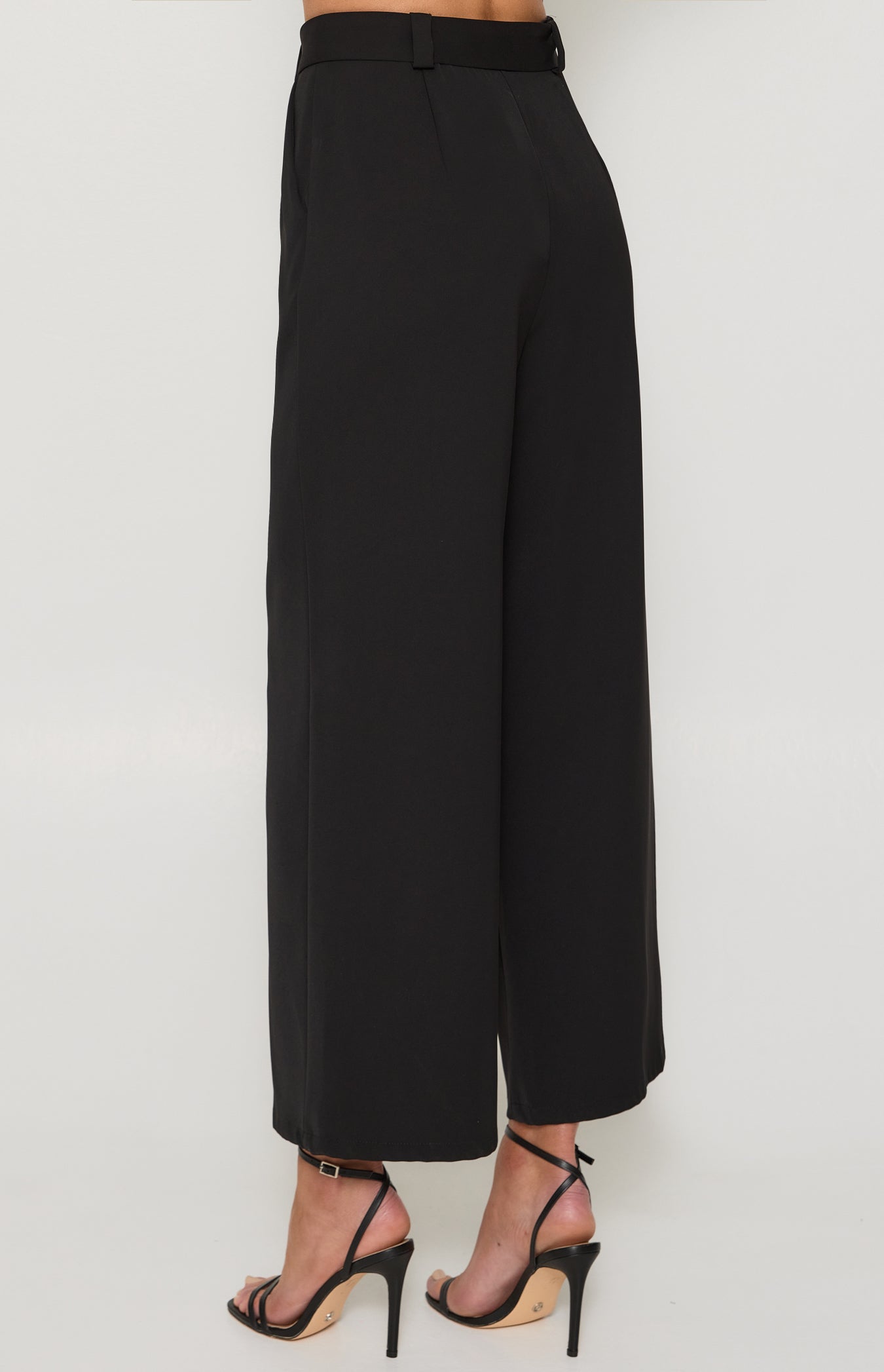 Style State High Waisted Pants with Gold Buckle Black