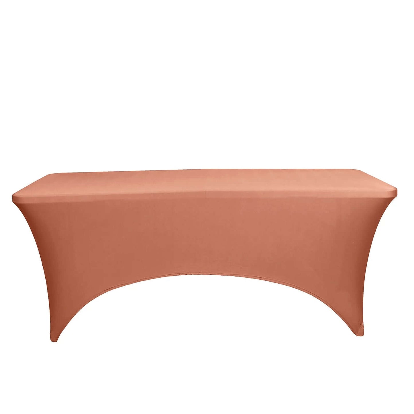 Terracotta (Rust) Stretch Spandex Rectangle Tablecloth 8ft Wrinkle Free Fitted Table Cover for 96"x30" Tables