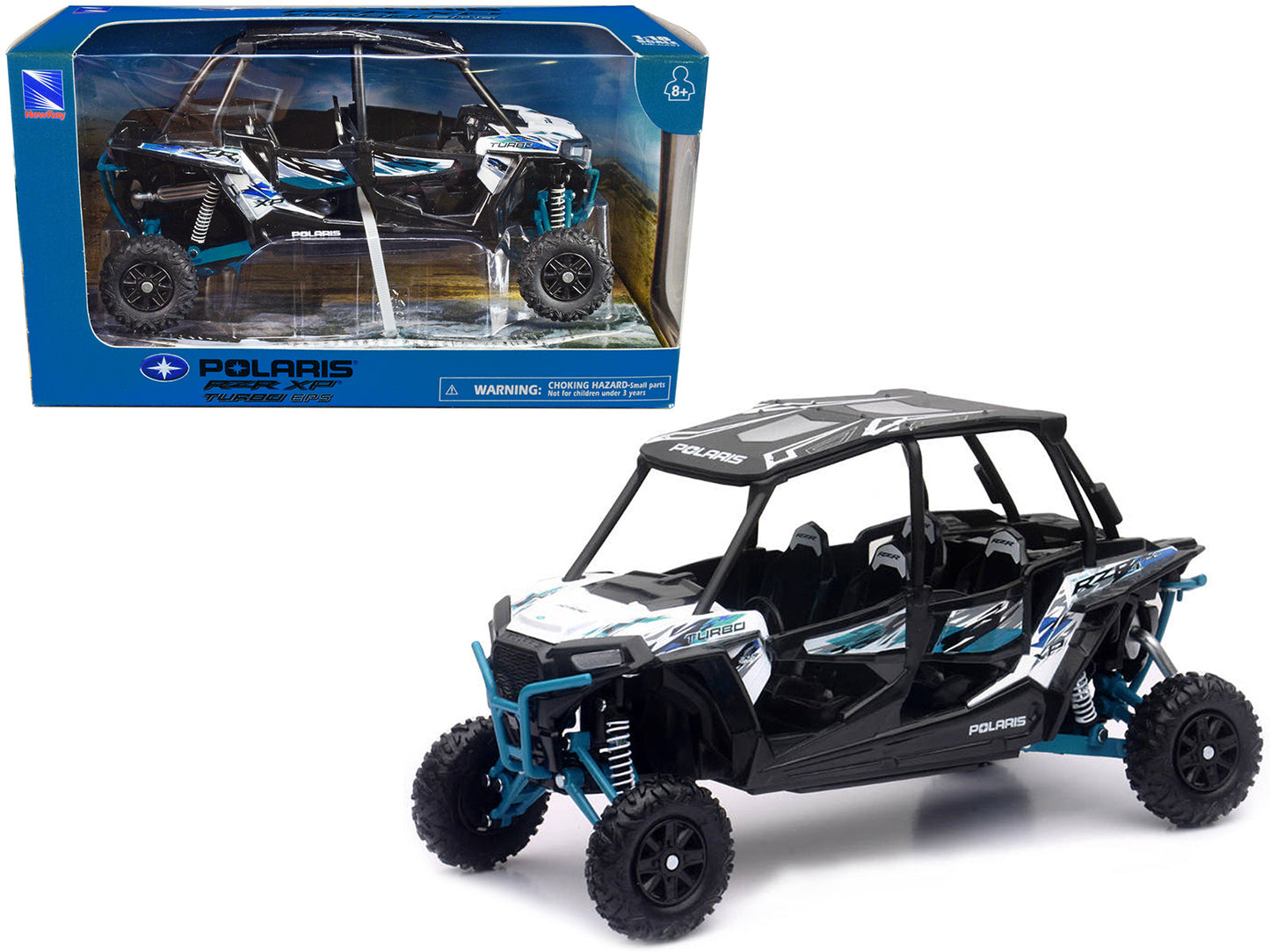 Polaris RZR XP 4 Turbo EPS Sport UTV with Graphics and  Top 1/18 Diecast Model by New Ray