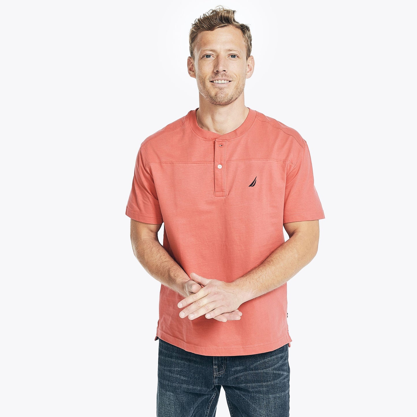 Nautica Mens Short-Sleeve Henley