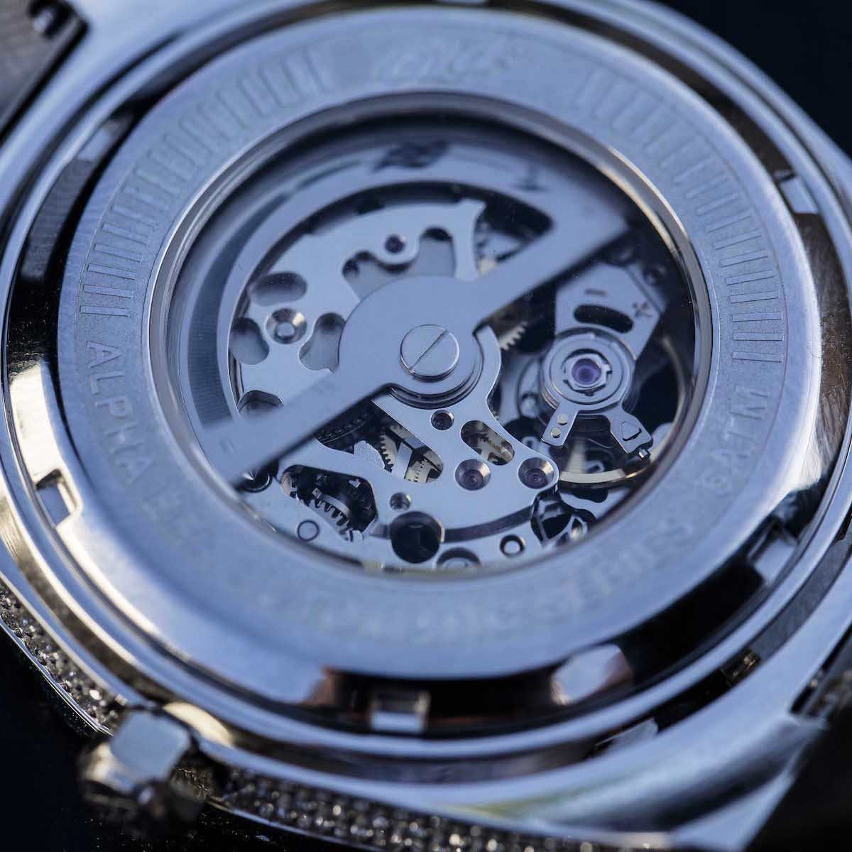 42MM Iced Alpha Era Luminous Skeleton 316 w/ Rubber Strap