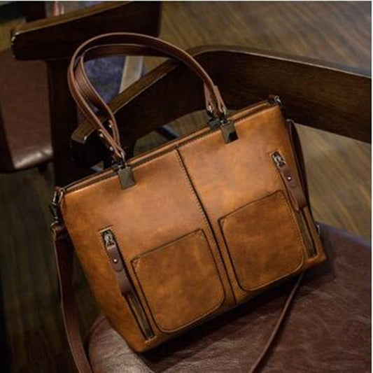 Retro Pu Leather Women Shoulder Bag Female Causal Totes For Daily Shopping Handbag